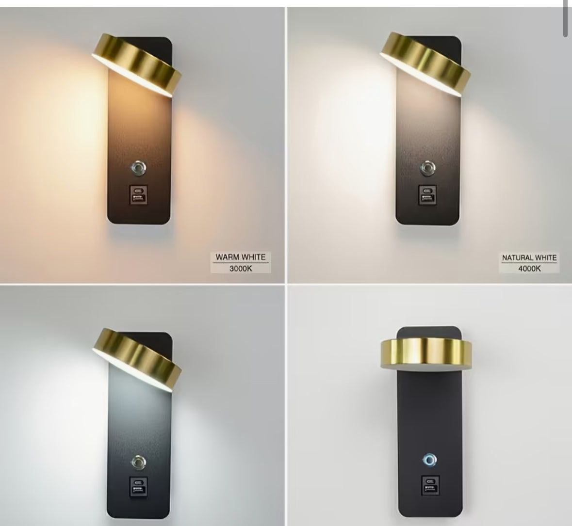 Wall-mounted reading lamp with dimming switch