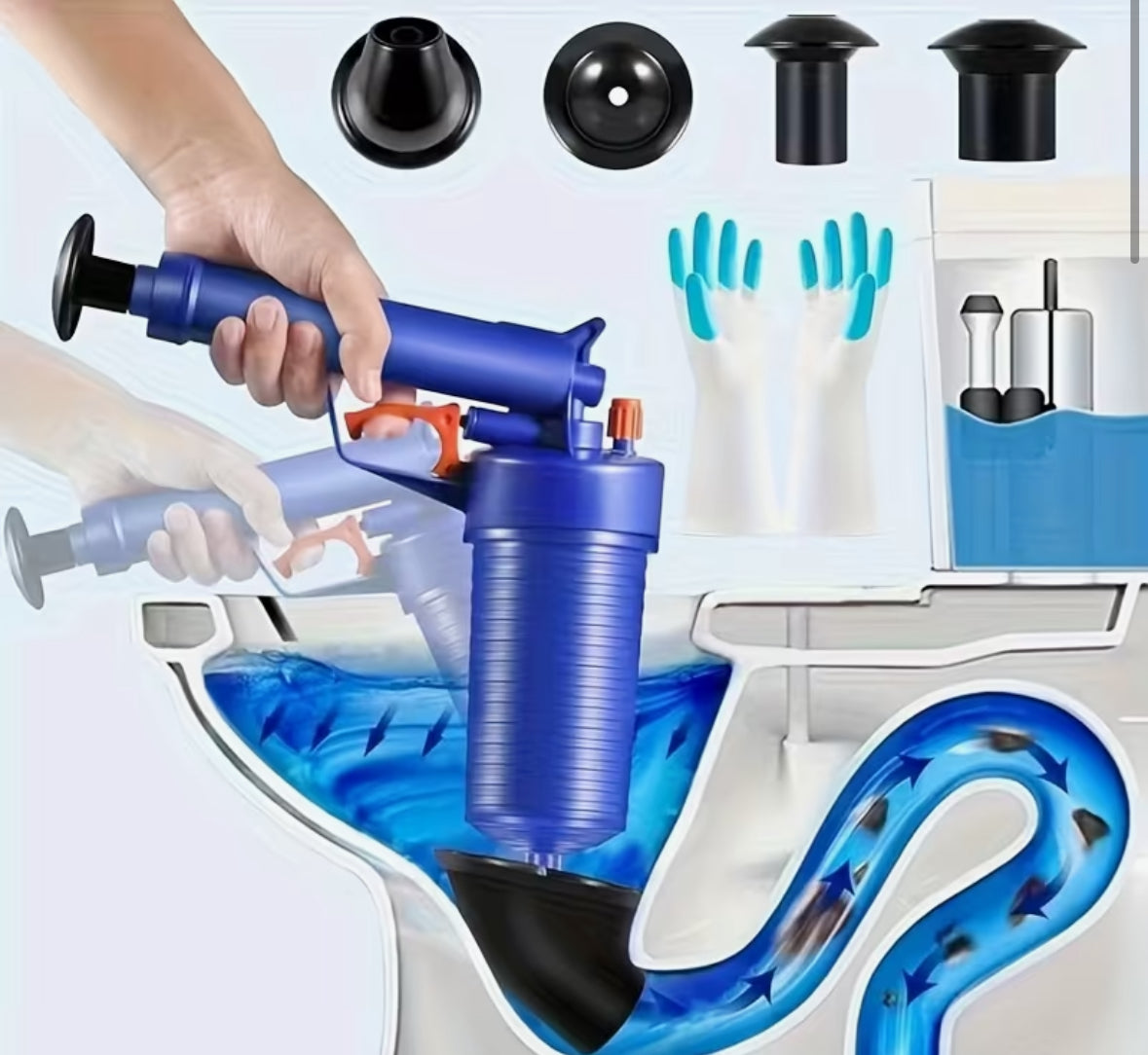 1 Set Toilet Plunger, Drain Clog Remover Tool With 4 Sized Suckers