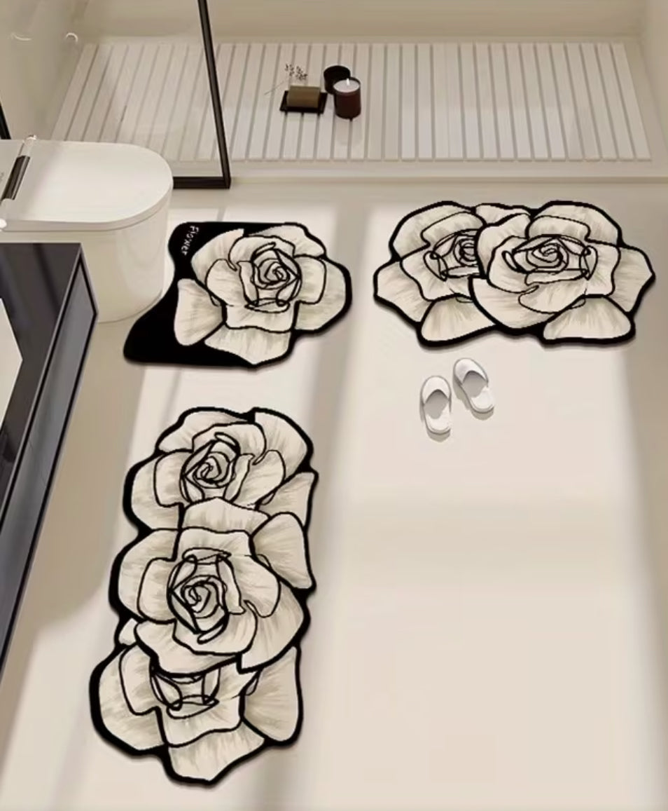 1 set/3pcs soft and absorbent, bathroom non-slip mat