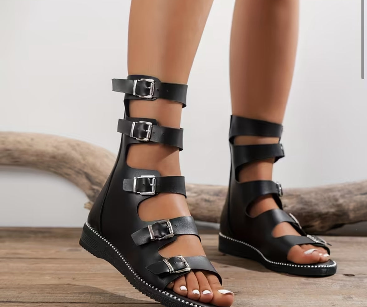Women'S Classic Roman Sandals with Buckle Straps