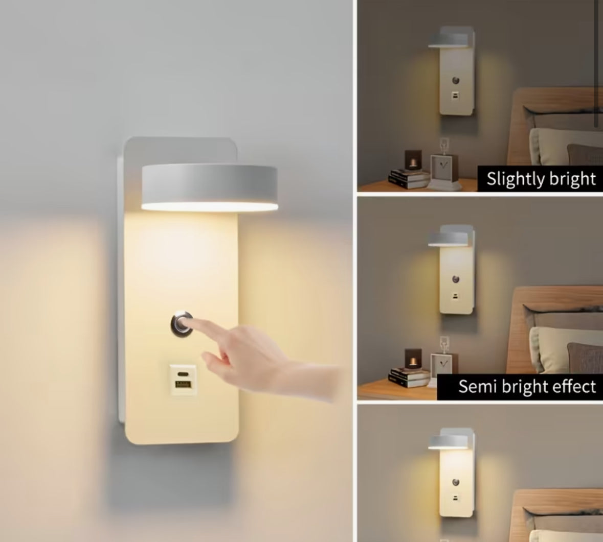 Wall-mounted reading lamp with dimming switch