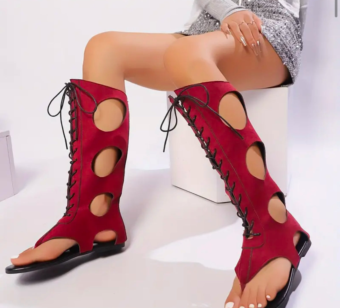 Women'S Chic Lace-Up Knee-High Roman Boots
