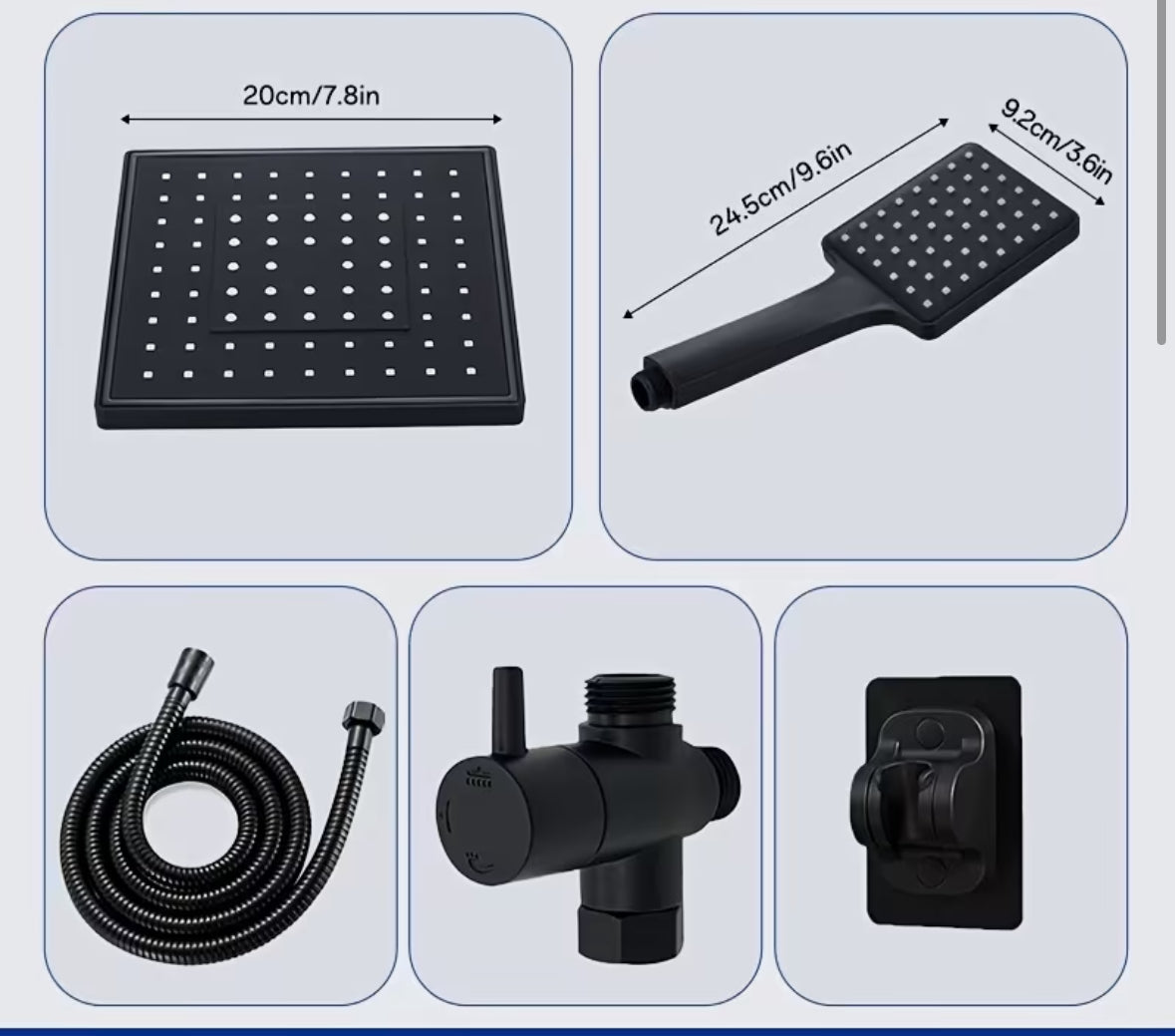 1 set of luxury matte black shower set with handheld showerhead