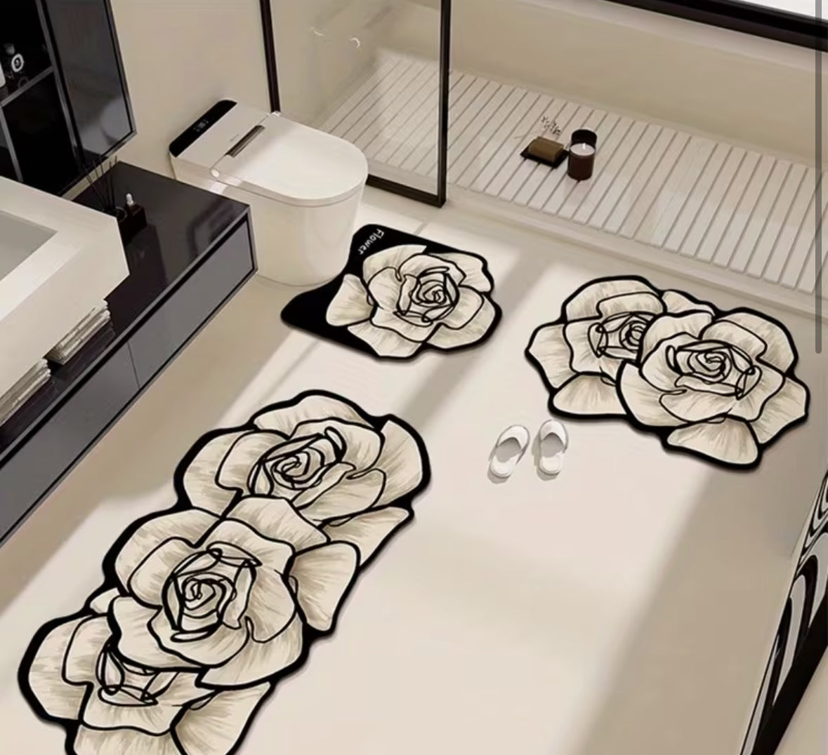 1 set/3pcs soft and absorbent, bathroom non-slip mat