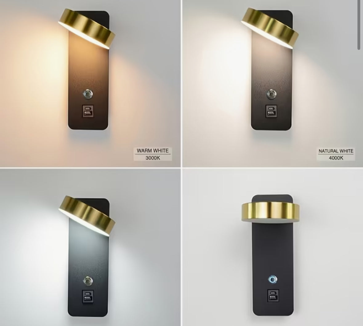 Wall-mounted reading lamp with dimming switch