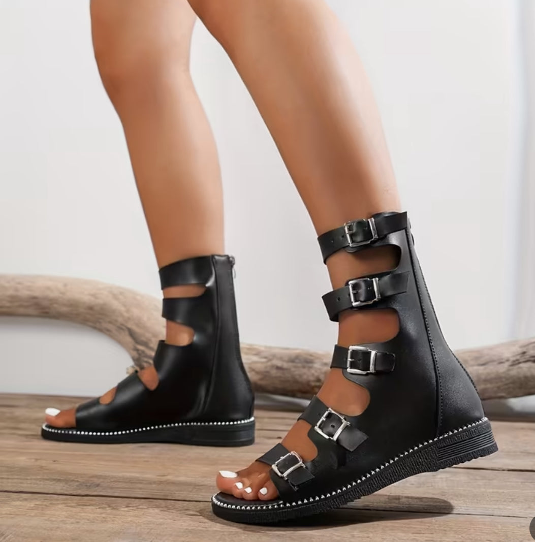 Women'S Classic Roman Sandals with Buckle Straps