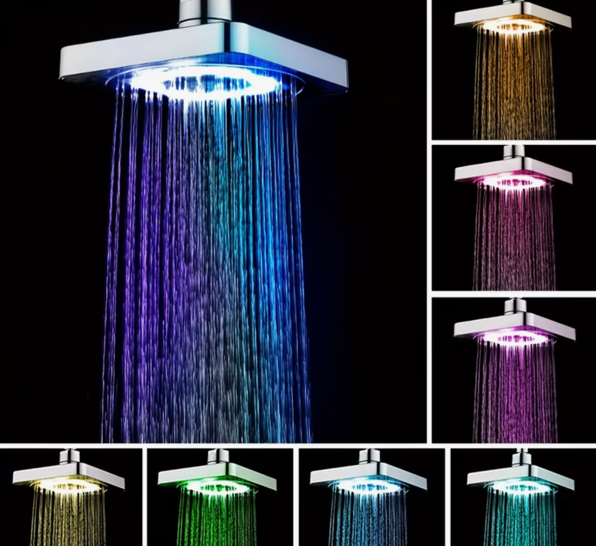 1pc Automatically Color-Changing Rainfall Shower Sprayer with Temperature Sensor