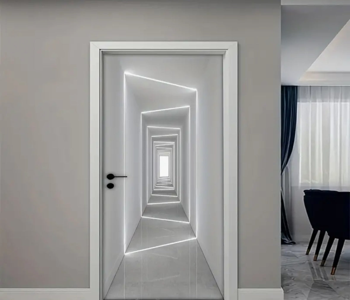 2pcs Contemporary Geometric Light & Shadow Pattern