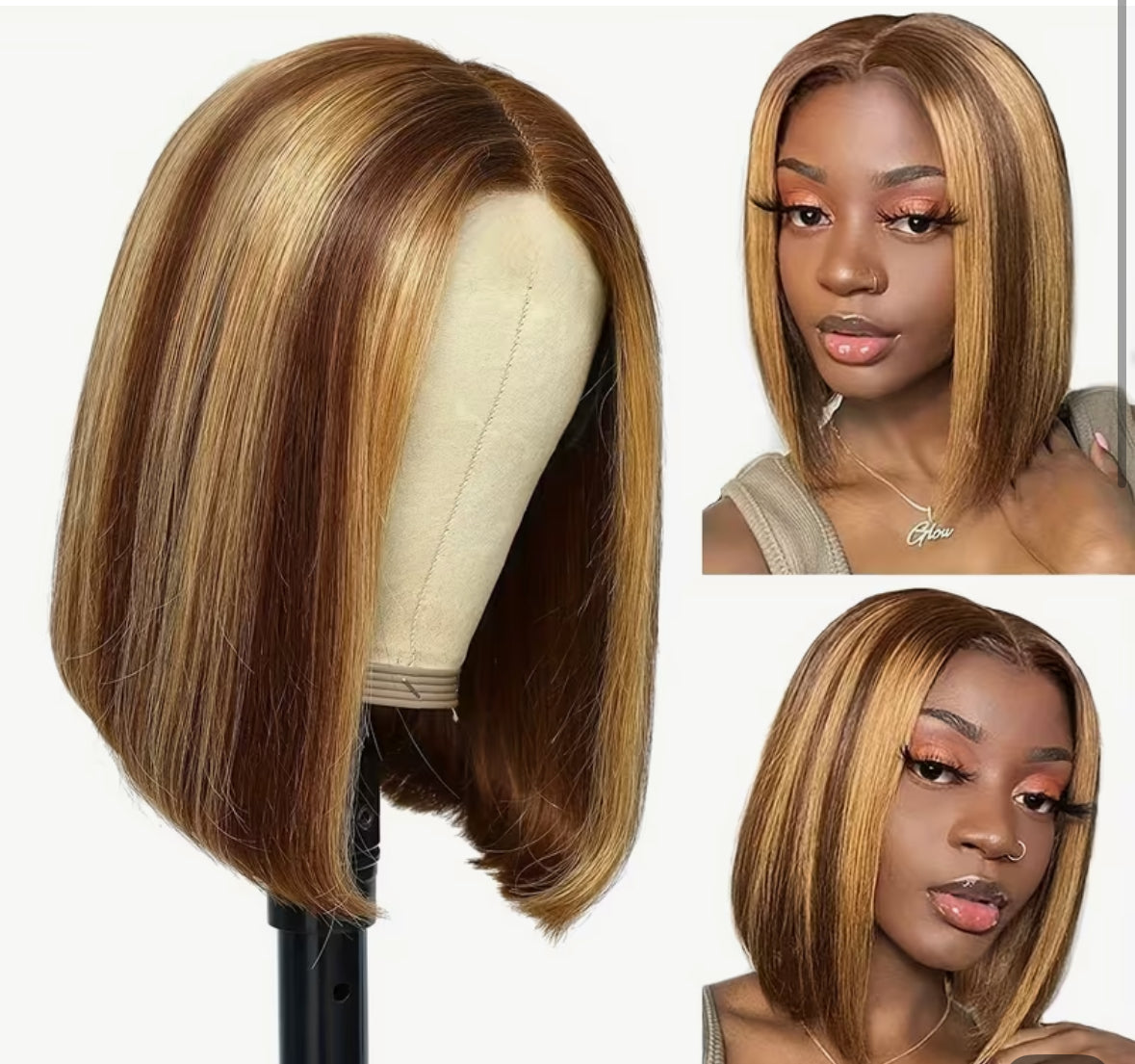 12-Inch Bob Style Wig Color: Mixed-color, Hair Length: 30.48cm