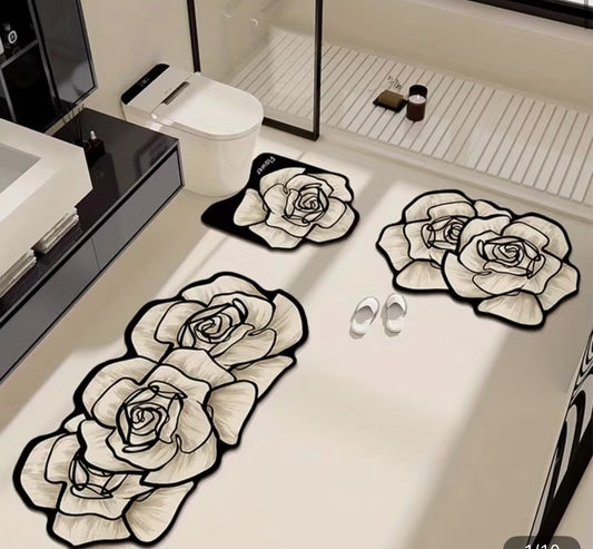 1 set/3pcs soft and absorbent, bathroom non-slip mat