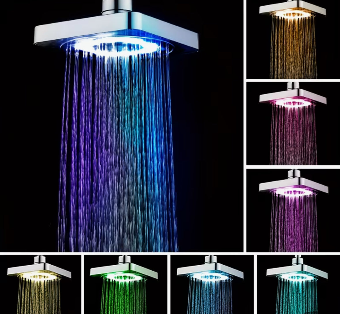 1pc Automatically Color-Changing Rainfall Shower Sprayer with Temperature Sensor