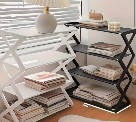 White 4-Tier Bookshelf Shoe Rack Freestanding Storage Organizer