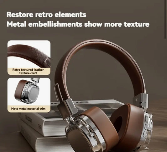 Vintage-Inspired Over-Ear Wireless Headset.