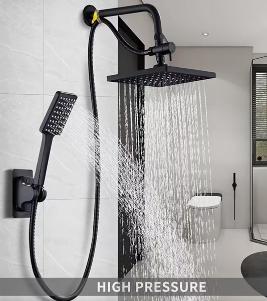 1 set of luxury matte black shower set with handheld showerhead