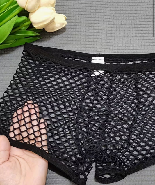 1/2/3/6 Pack Men'S Sexy Hollow-Out Sheer Boxer Briefs
