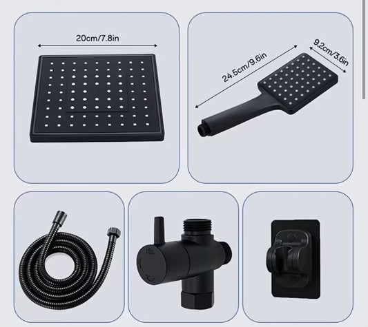1 set of luxury matte black shower set with handheld showerhead