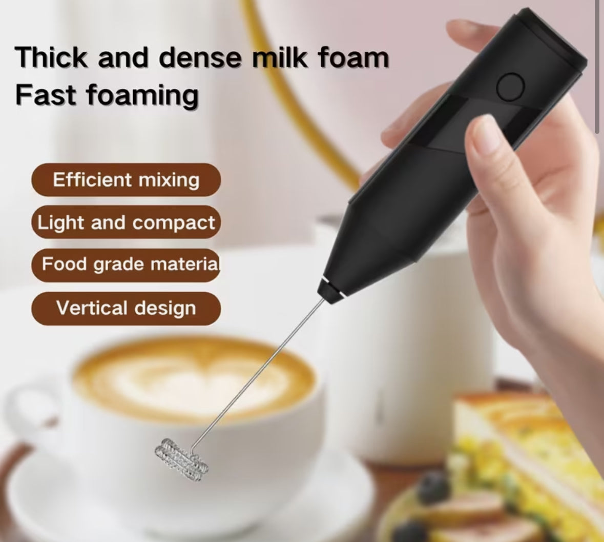 1-Pack Handheld Electric Mixer, Egg Beater, Milk Frother, Coffee, Latte