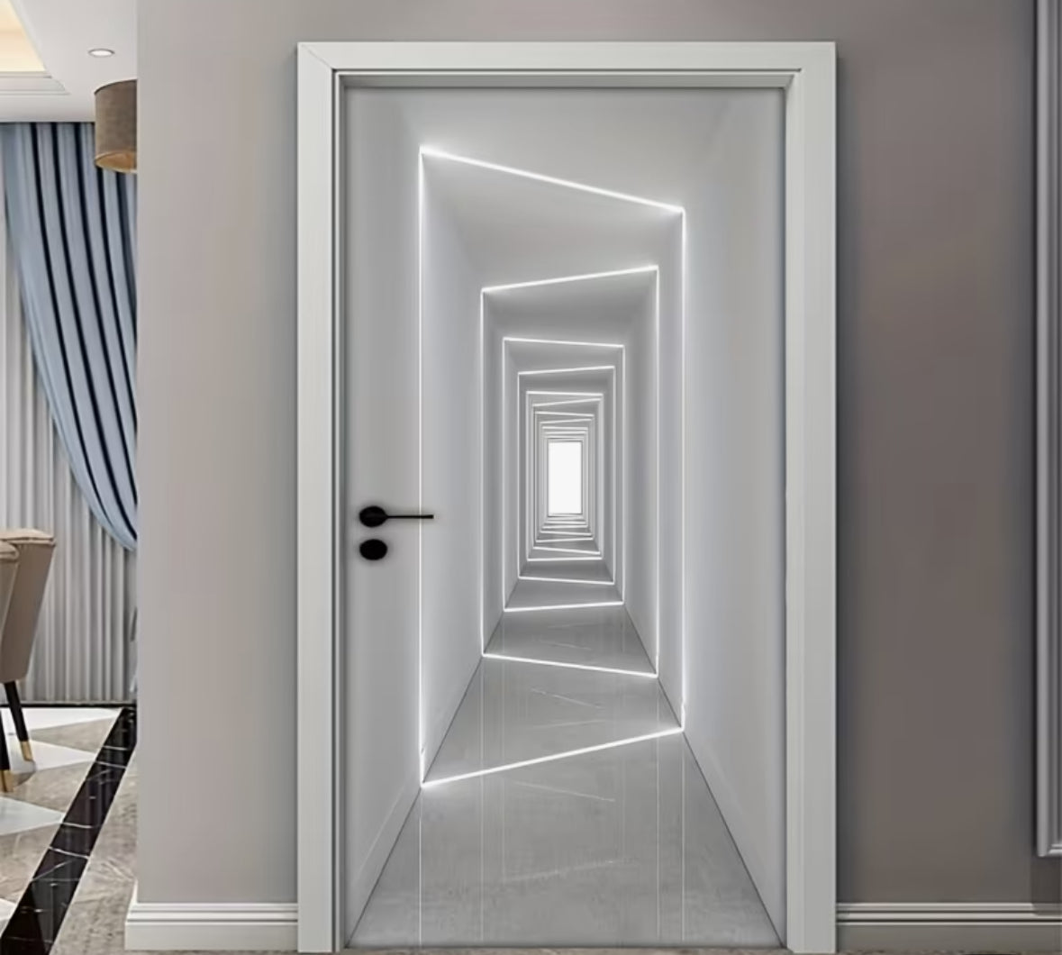 2pcs Contemporary Geometric Light & Shadow Pattern