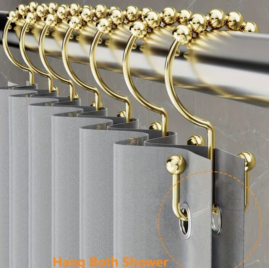 12pcs Golden Metal Shower Curtain Hooks