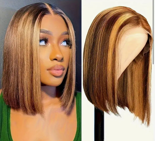 12-Inch Bob Style Wig Color: Mixed-color, Hair Length: 30.48cm