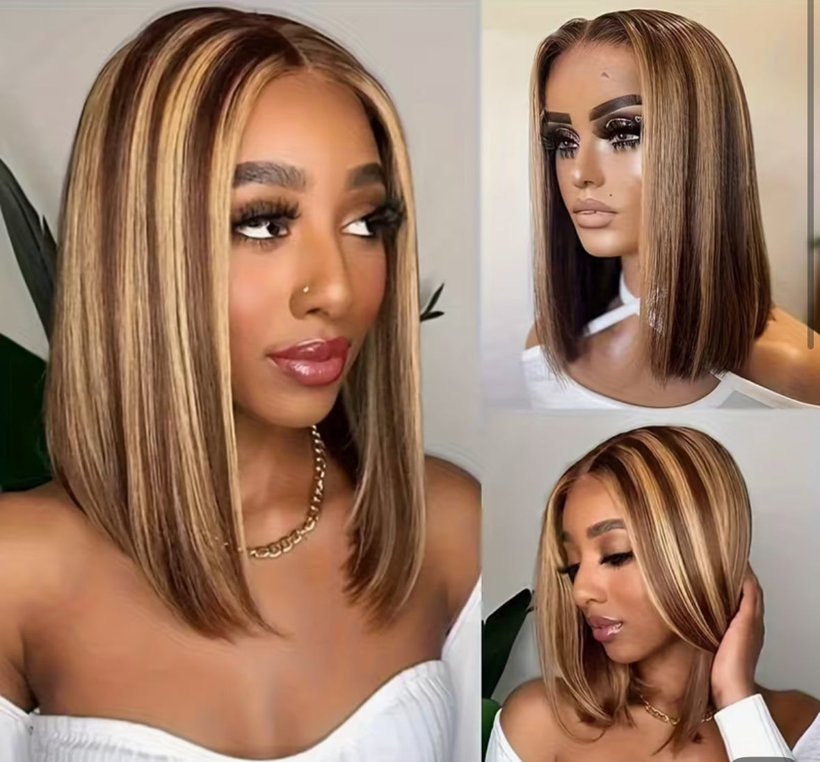 12-Inch Bob Style Wig Color: Mixed-color, Hair Length: 30.48cm